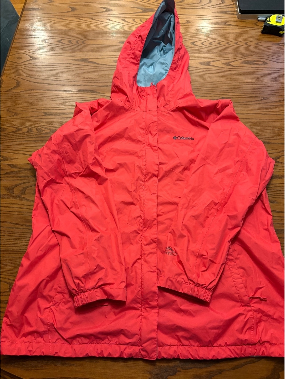 Columbia Omni-Tech Waterproof Hooded Rain Jacket Women's Size 2X Coral Pink